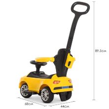 Дитяча машинка каталка толокар Bambi M 3503A(MP3)-6 жовта батьківська ручка