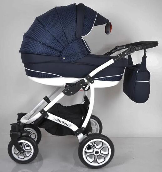 Коляска дитяча класична універсальна 2 в 1 AVALON Blue синя