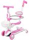 Дитячий самокат трансформер 3в1 Maraton Candy з батьківською ручкою та кошиком (колір рожевий)