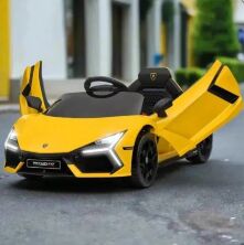 Дитячий одномісний електромобіль Lamborghini Revuelto M 6068EBLR-6 шкіряне сидіння жовтий
