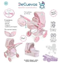 DeCuevas Коляска трансформер для ляльки 3 в 1, серія Фантазія океану, 70 см. (80541)