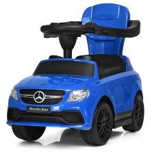 Дитяча машинка-толокар з батьківською ручкою Z3288-12 Mercedes ЛІЦЕНЗІОННИЙ з музикою/синій