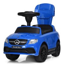 Дитяча машинка-толокар з батьківською ручкою Z3288-12 Mercedes ЛІЦЕНЗІОННИЙ з музикою/синій