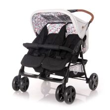 Коляска для двійні дитяча прогулянкова Lorelli Twin Grey-Black Cross з сумкою