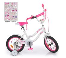 Дитячий двоколісний велосипед колеса 14 дюймів Profi Y1494 Star сталева рама з дзвінком / білий **