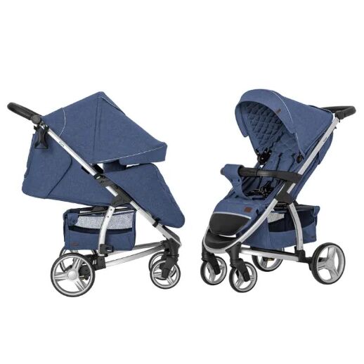 Дитяча прогулянкова коляска CARRELLO Vista CRL-8505 Denim Blue в льоні + дощовик