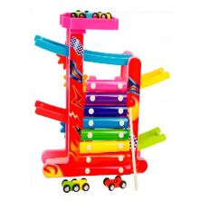 Дерев'яна іграшка Багатофункціональна Гра MD 1869 "ТРЕК з машинками. Ксилофон" Розвиваючі дитячі ігри