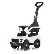 Дитяча Музична каталка толокар M 4812EL-1 з батьківською ручкою / шкіряне сидіння / колеса EVA / біла