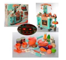 Дитяча ігрова Кухня Kitchen 008-938A Звук, Світло, Кавоварка, Тостер Оранжево-бірюзова**