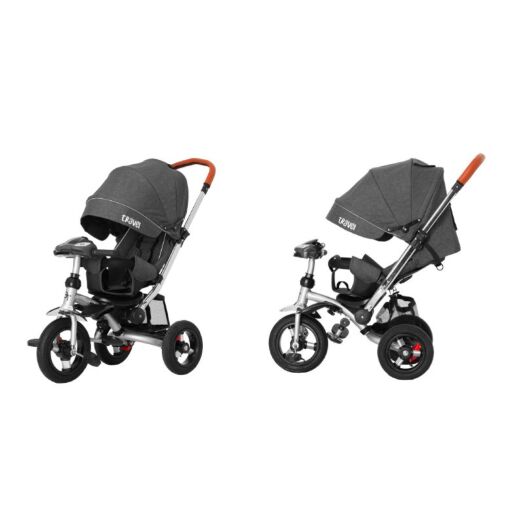 Велосипед-коляска дитячий триколісний TILLY TRAVEL T-387/1 Темно-сірий льон