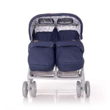 Коляска для двійні дитяча прогулянкова Lorelli Twin Dark Blue Clouds з сумкою