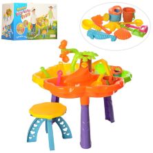 Дитячий ігровий столик-пісочниця зі стільчиком Bambi 9808 відро лійка лопатка граблі пасочки та ін**