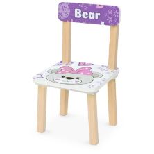 Дитячий столик з двома стільчиками Bambi 501-120(EN) дерев'яний / забарвлення Ведмедик і англ.алфавіт білий**