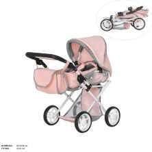 Коляска-Люлька для ляльок CARRELLO UNICO 9346 PINK Лялькова з люлькою-перенесенням і сумкою рожева