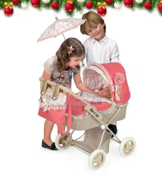 Коляска дитяча для ляльок класична прогулянкова DeCuevas 80535 люлька переноска сіра