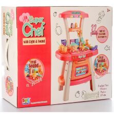 Дитячий ігровий набір інтерактивна кухня велика 16855A плита, духовка, посуд продукти звук, світло