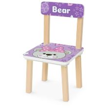 Дитячий столик з двома стільчиками Bambi 501-121(EN) дерев'яний / забарвлення Ведмедик і англ.алфавіт бузковий**