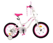 Дитячий двоколісний велосипед для дівчинки Profi Y1894-1K Star з сидінням для ляльки / колеса 18д / біло-малин