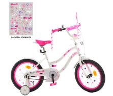 Дитячий двоколісний велосипед для дівчинки Profi Y1894-1K Star з сидінням для ляльки / колеса 18д / біло-малин