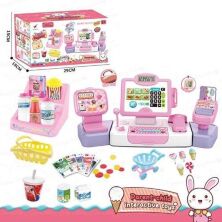 Дитячий набір КАСОВИЙ АПАРАТ YM2022-29A Музичний + світло. З аксесуарами / рожевий