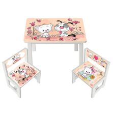 Дитячий стіл з двома стільчиками Bambi BSM1-10+1 Щеня і кошеня