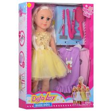 Лялька для дівчинки DEFA 5513 м'яконабивна гребінець плойка сукні 2 види**