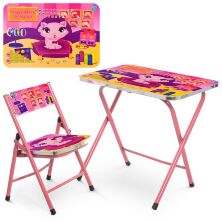 Дитячий столик зі стільчиком Bambi A19-KITTE(2) Кошеня рожевий складаний**
