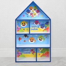 Будиночок стелаж полку дитяча для іграшок і книг PLK-L-87 дерев'яна біло-синя Акулятко Shark**