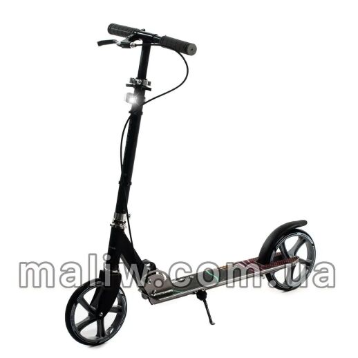 Складаний алюмінієвий самокат GS-0014 з ручним гальмом, ліхтариком / чорний **