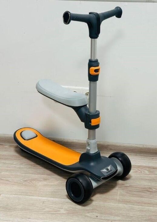 Дитячий триколісний самокат толокар Maraton T010 з сидінням сірий