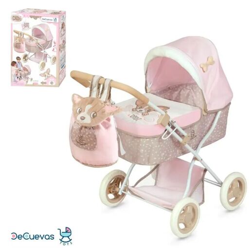 Коляска дитяча для ляльок класична прогулянкова DeCuevas 80535 люлька переноска сіра