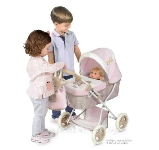 Коляска дитяча для ляльок класична прогулянкова DeCuevas 80535 люлька переноска сіра