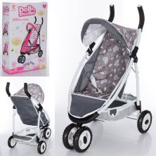 Коляска Прогулянкова для ляльки 69030 Лялькова металева з багажної кошиком / сіра**