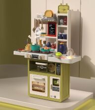 Дитяча ігрова велика інтерактивна Кухня 889-237 з аксесуарами/музика + пара та світлові ефекти/жовта