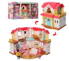 Будиночок для ляльок Замок 16838 з меблями і фігурками, є музика і світло пластмасовий білий