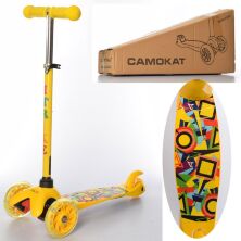 Самокат дитячий триколісний iTrike BB 3-040-Y MINI сталь+пластик світяться колеса малюнок жовтий**