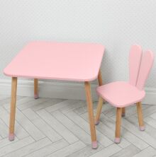 Дитячий столик зі стільцем Bambi 04-025R дерев'яний (МДФ) / колір рожевий **