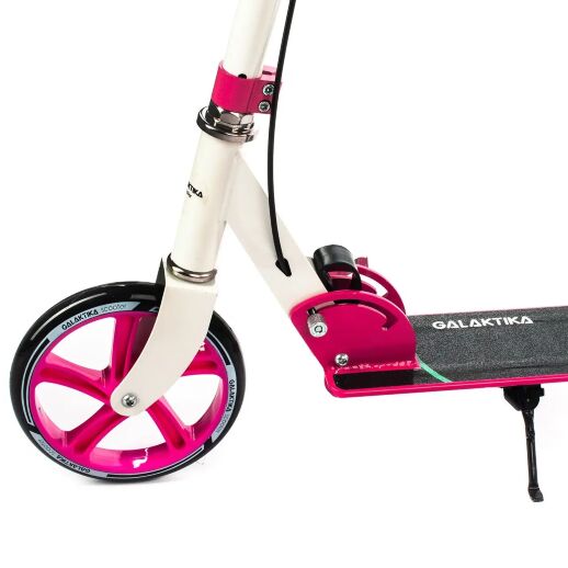 Складаний алюмінієвий самокат GS-0014 з ручним гальмом, ліхтариком / рожевий **