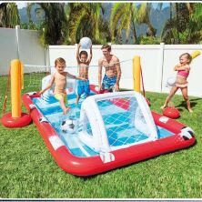 Дитячий Надувний Ігровий центр з воротами Батут Intex 57147 Спортивний 325 x 267 x 102 см