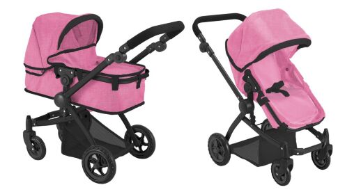 Коляска трансформер для ляльки 2в1 CARRELLO MAESTRO 9651B PINK Лялькова з сумкою рожева