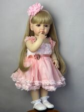 Велика вінілова лялька ручної роботи Reborn Baby Doll зі справжнім світлим волоссям та красивими очима