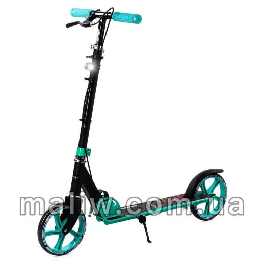 Складаний алюмінієвий самокат GS-0014 з ручним гальмом, ліхтариком / бірюзовий **