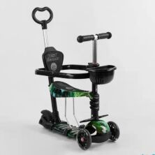Самокат дитячий триколісний 5в1 Best Scooter S 9358 з зах.бампером (самокат+беговел+каталка з ручкою) чорний