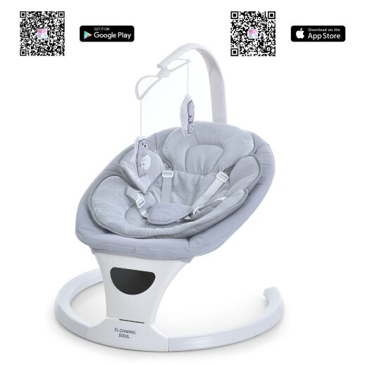 Дитячий заколисуючий центр шезлонг EL CAMINO ME 1175 SOUL Light Gray 12 мелодій світло-сірий