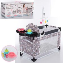 Іграшковий ляльковий МАНЕЖ ліжко для ляльки 2в1 68888 Стільчик для годування / з аксесуарами**