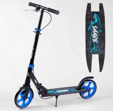 Складаний двоколісний алюмінієвий самокат Best Scooter 19015 SHARK з амортизатором і ручним гальмом