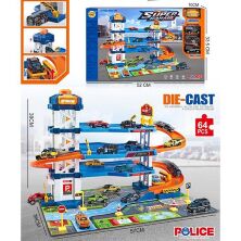 Чотирирівнева Парковка для машинок MH-161 Гараж Паркінг з 64 деталей з машинками