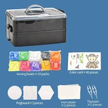 Ігровий набір Термомозайка в кейсі ET 30 10 000 намистин, неонові кольори, термопапір, пінцет, основи, шаблони