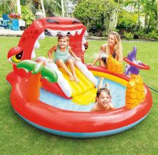 Дитячий надувний ігровий центр басейн з гіркою Intex 57163 Діно