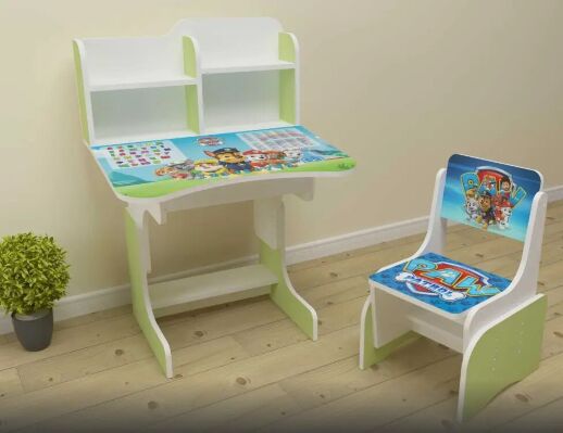Дитяча парта шкільна растишка зі стільцем Щенячий Патруль 112, салатова ***